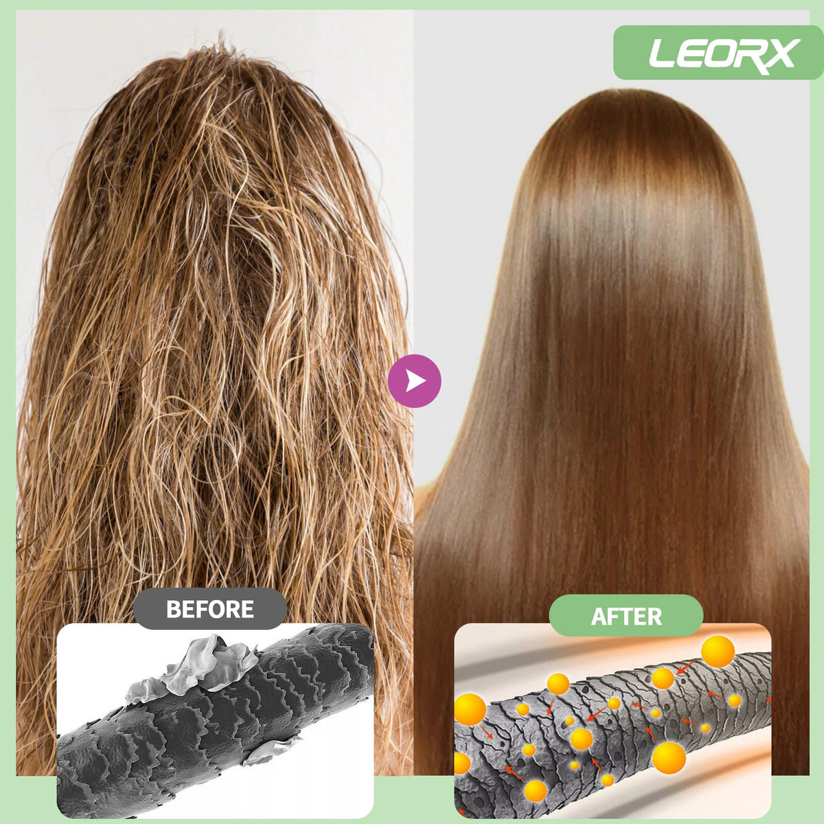 Leorx henna-leaf inclusion supports color depth and conditioning.