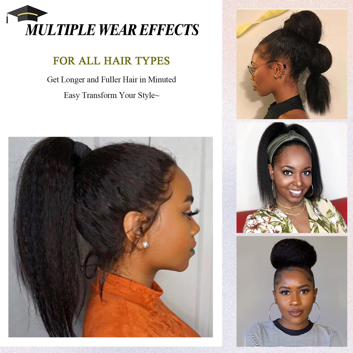 LEOSA drawstring-ponytail-14inch provides quick attachment for busy mornings.