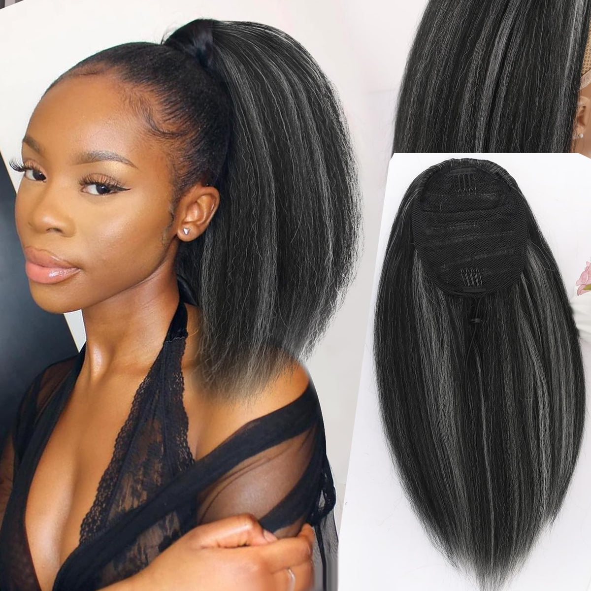 LEOSA ponytail close-up shows natural Yaki texture for seamless blend