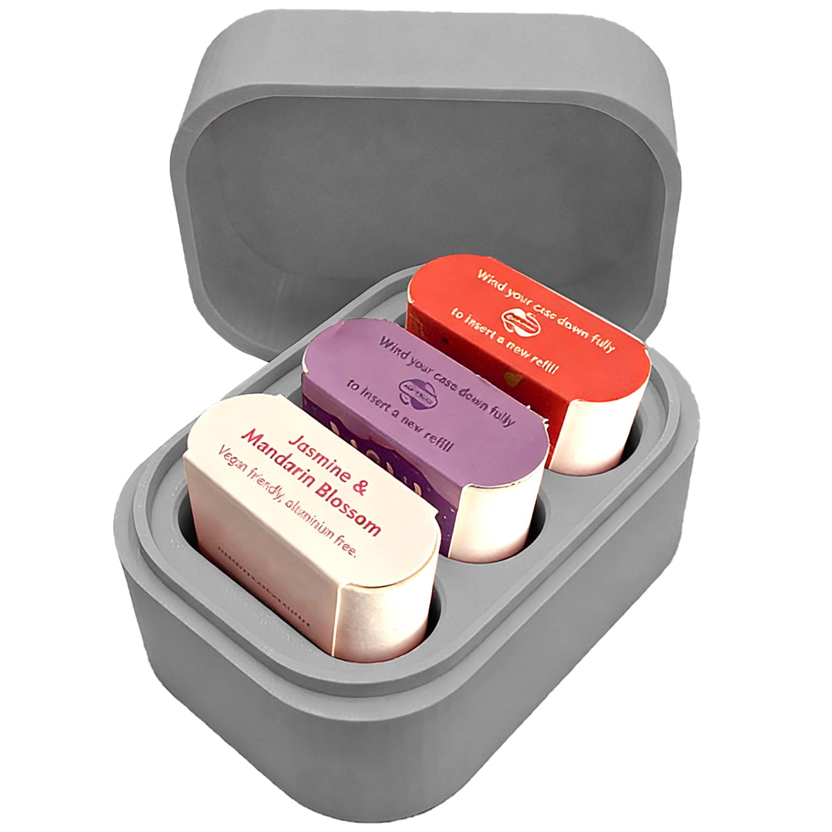 LeoTube Wild deodorant refill case gray with snug travel fit.