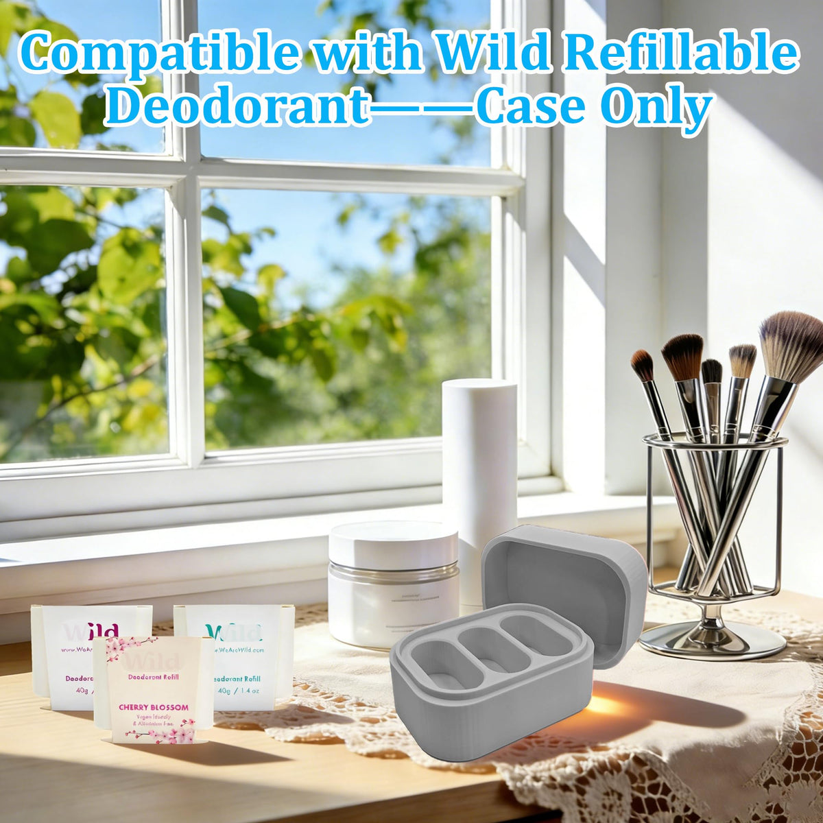 LeoTube Wild deodorant refill case white protects against moisture in bags.