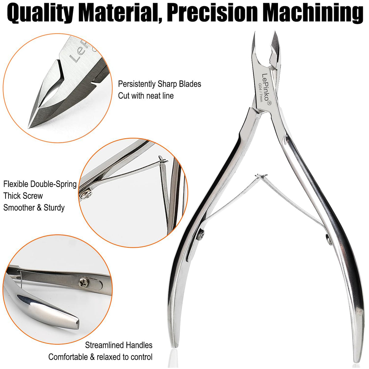 LePinko 5mm jaw angle clipper for accurate cuticle lines.