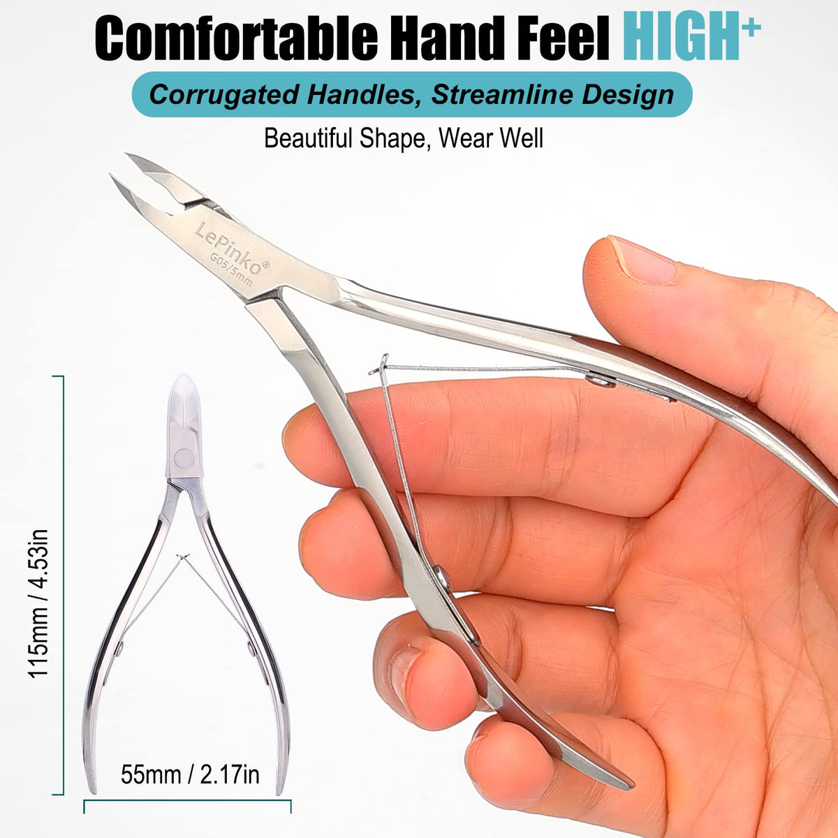 LePinko easy-clean cuticle nipper with protective shell.