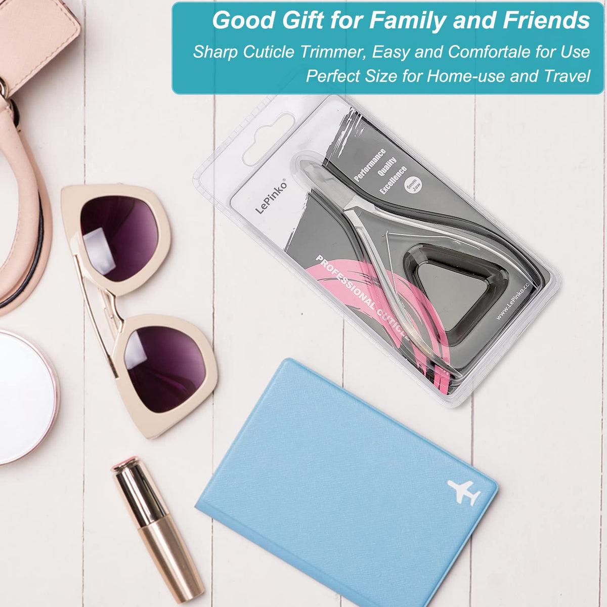 LePinko compact travel cuticle nipper ideal for on-the-go.