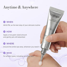 Lepique Peptide-Matrix Eye Cream packaging box graphic with Matrixyl 3000 and TECA