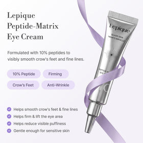 Lepique Peptide-Matrix Eye Cream texture on skin showing lightweight, fast-absorbing formula