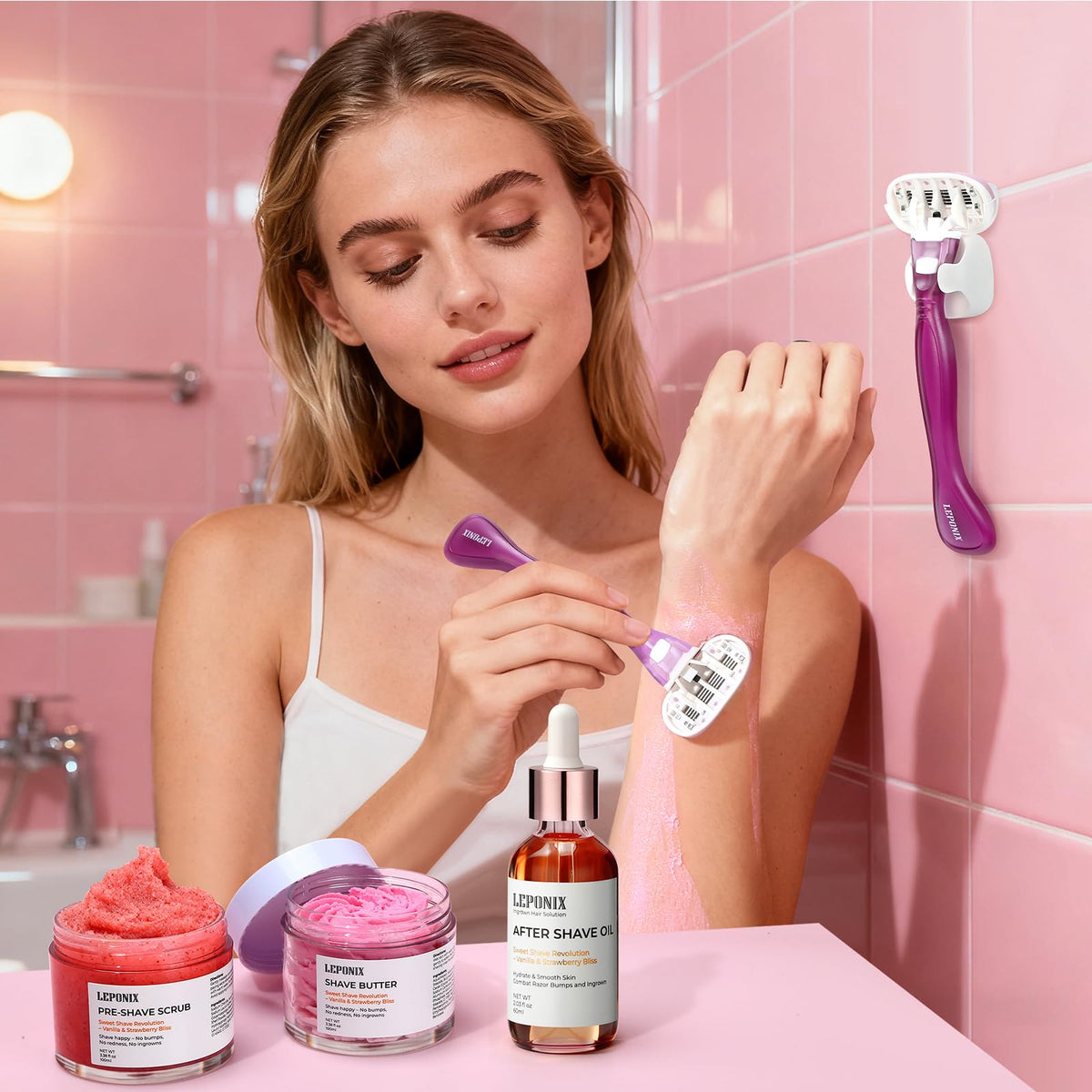 LEPONIX protective shave cream for a comfortable, close shave.