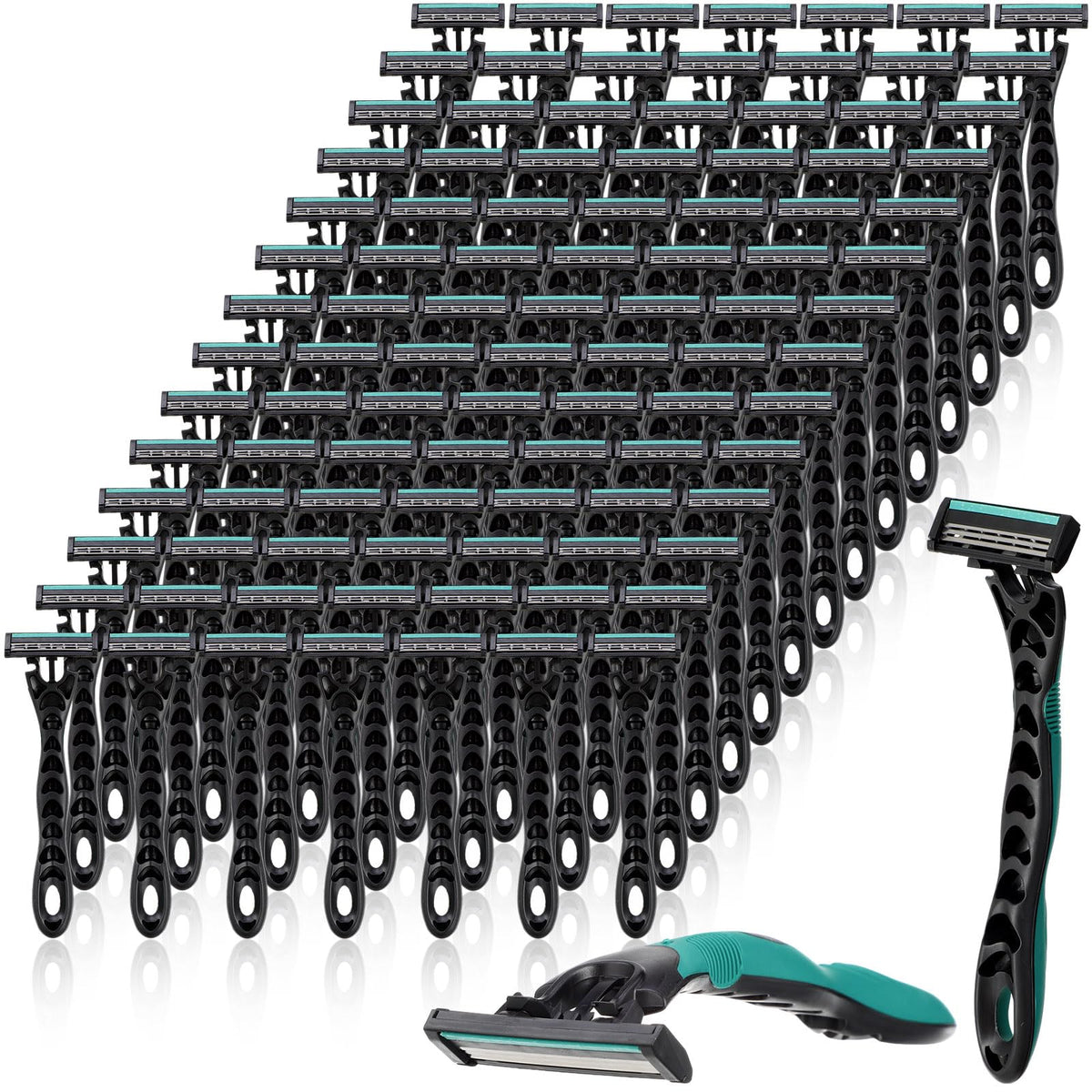 Leriton 100x disposable razors packaging, travel-ready for on-the-go grooming.