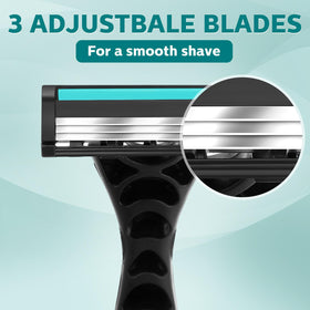 Leriton 3-blade design razor head ensures smooth shave with reduced irritation.