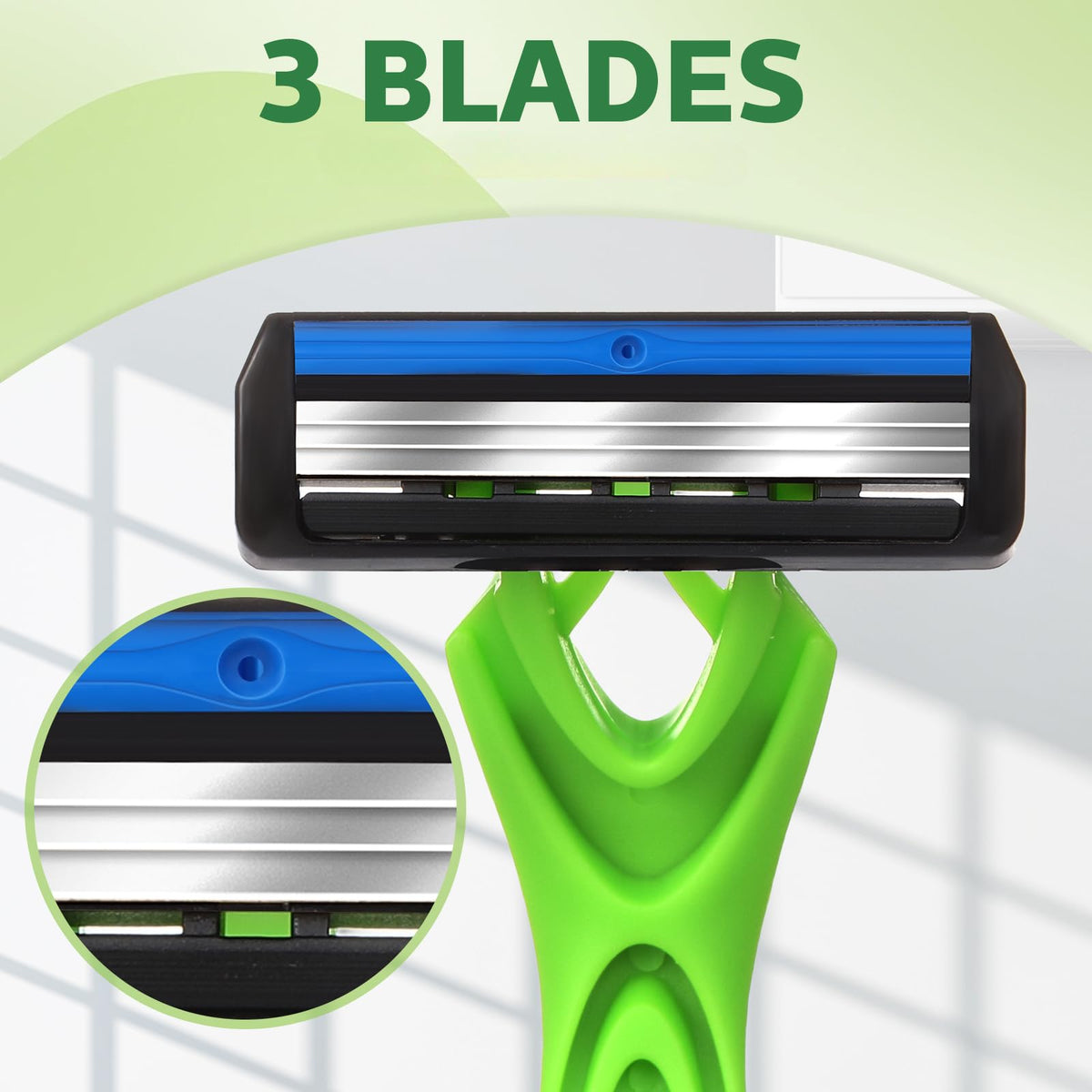 Leriton 3-blade swivel razor head for precise contours.