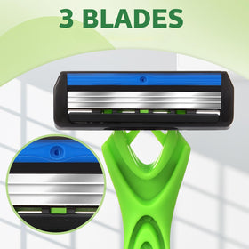 Leriton 3-blade swivel razor head for precise contours.