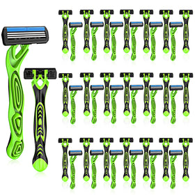 Leriton 40-pcs 3-blade disposable razors pack, ideal for bulk travel grooming.