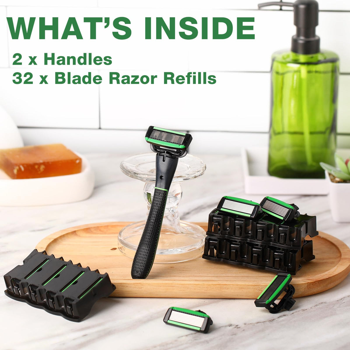 Leriton two-handle design enables comfortable grip during shaving
