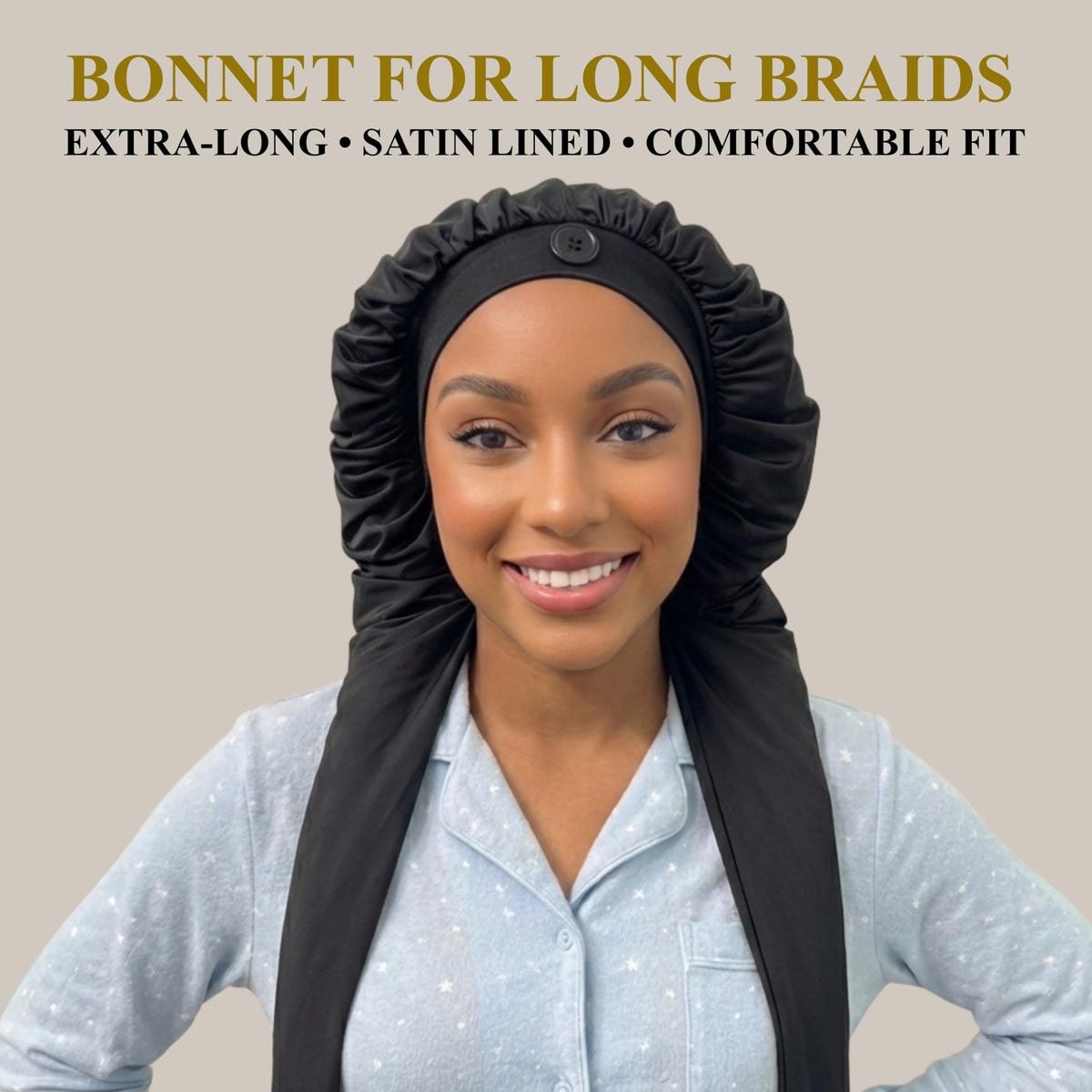 Lesly Beauty bonnet elastic band secures overnight wear without discomfort.