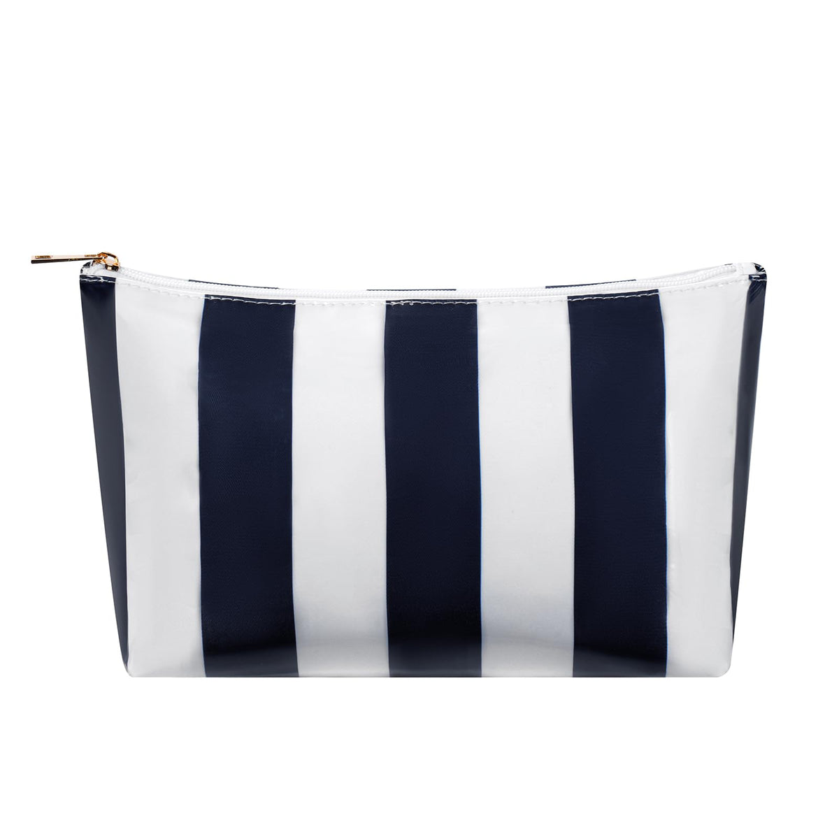 Lestikave large PVC striped makeup bag with waterproof exterior for travel