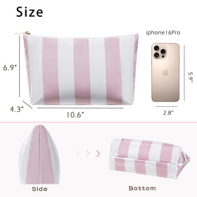 Lestikave makeup bag features a wide zipper opening for quick access.