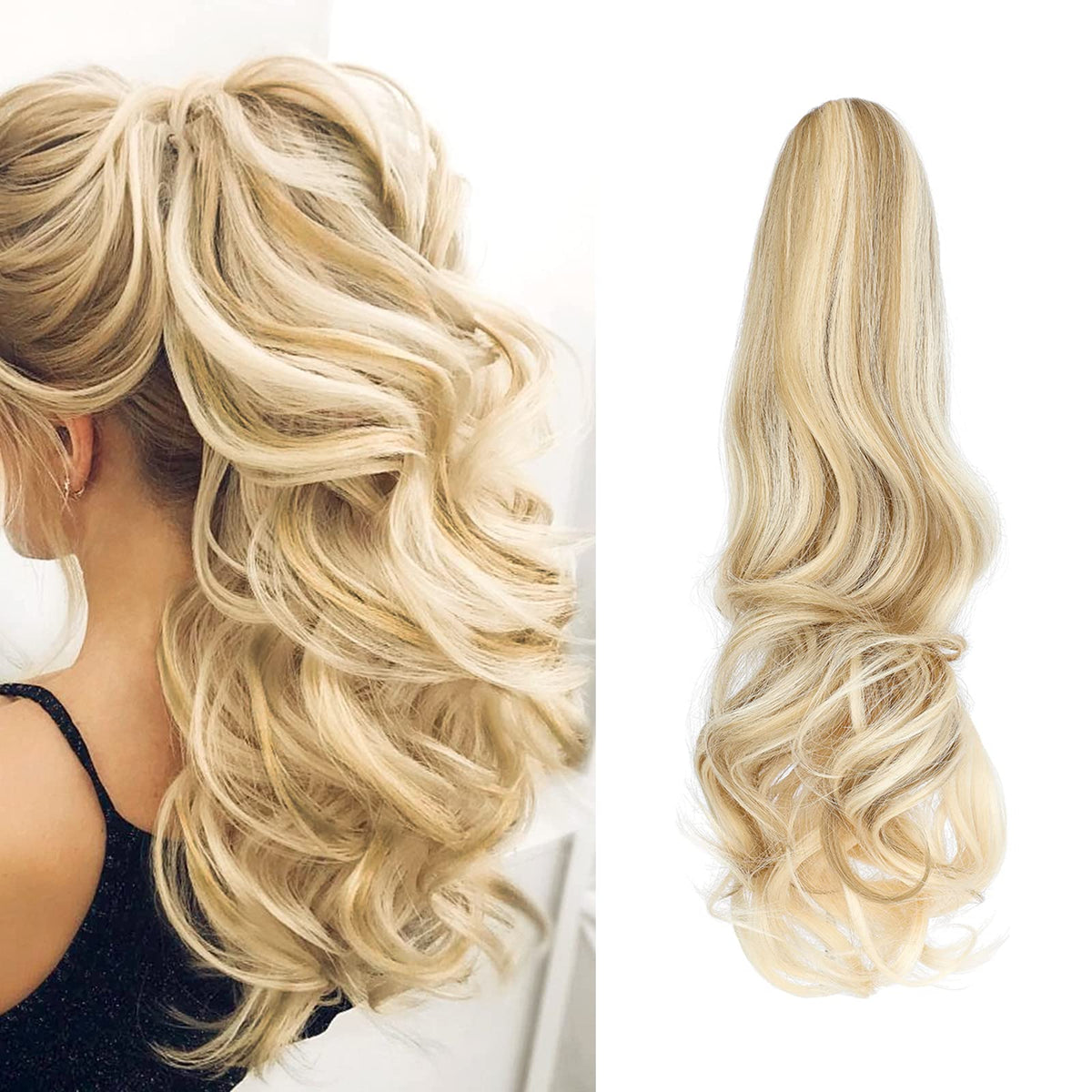 Leterly ponytail extension ash blonde mix adds natural length.