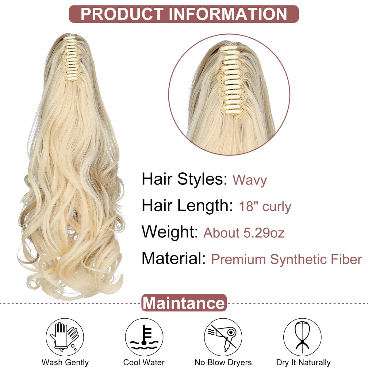 Leterly 18-inch curly wavy clip-in adds volume.