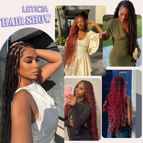 Leticia burgundy boho hair with soft sheen for bohemian braid styles.