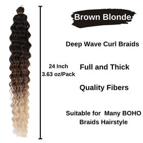 Leticia curly deep wave braiding hair in 24-inch length for voluminous, textured styles.