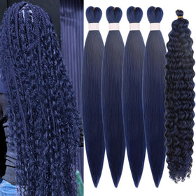 Leticia dark blue boho braids with smooth texture for easy styling