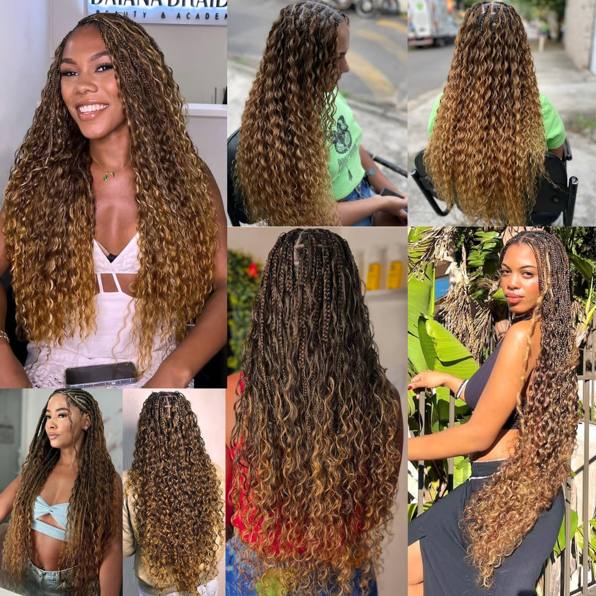 Leticia goddess braids with ombre tones for bold, stylish looks.