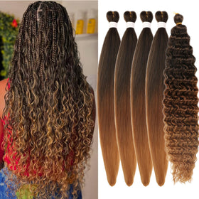 Leticia ombre braiding hair 1B/30/27 for chic brown-to-honey boho looks.