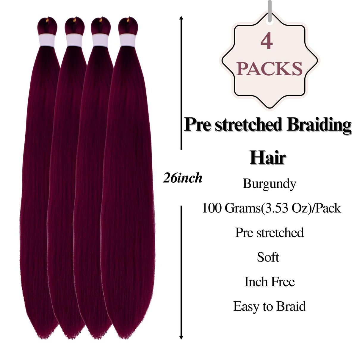 Leticia pre-stretched braiding hair packs ensuring smooth installation.