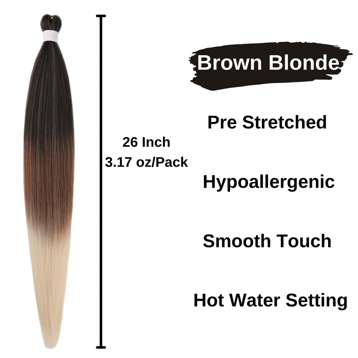 Leticia pre-stretched EZ braids 26-inch pack—quick, natural-looking braiding ready.