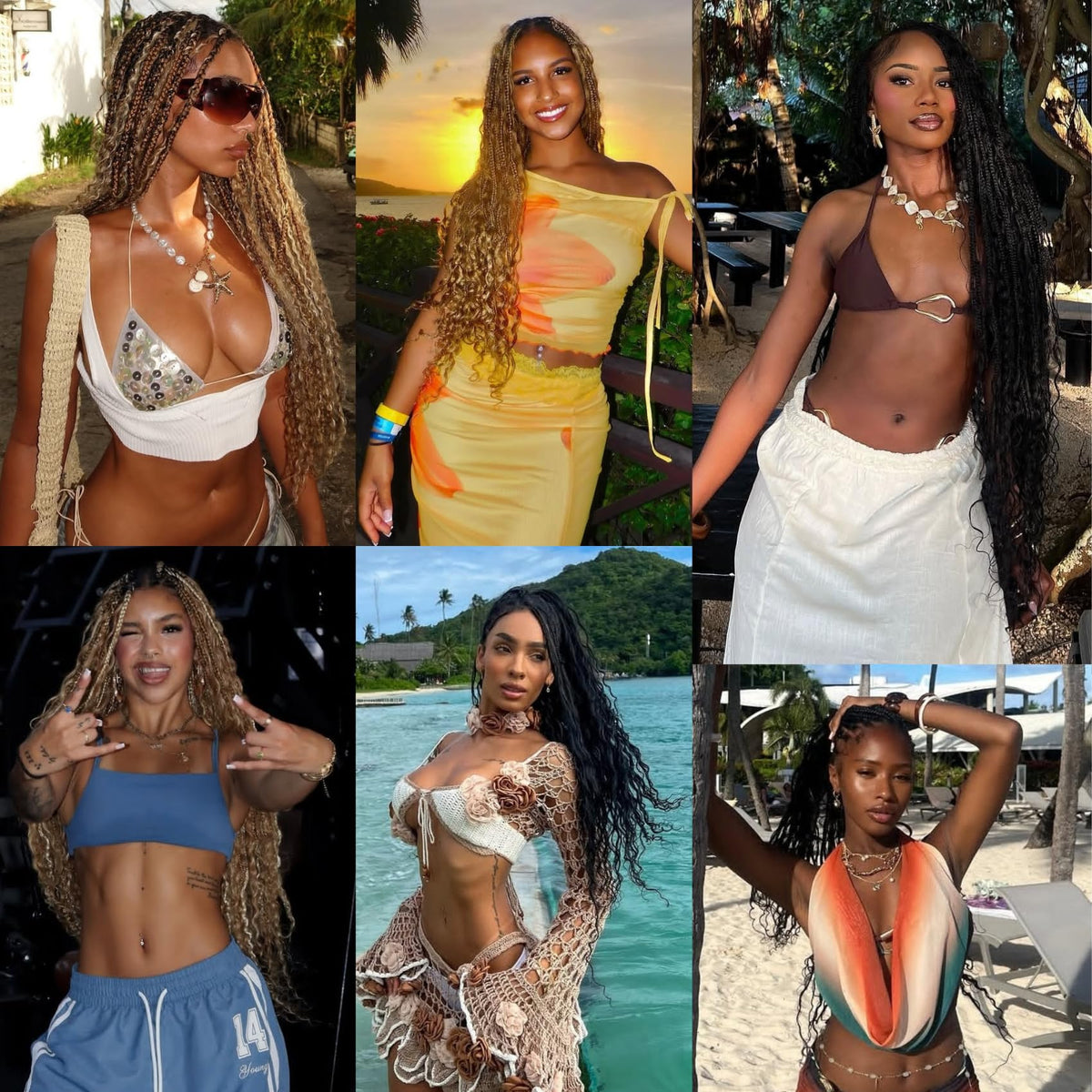 Leticia multiple styles including knotless, goddess, and Ghana braids