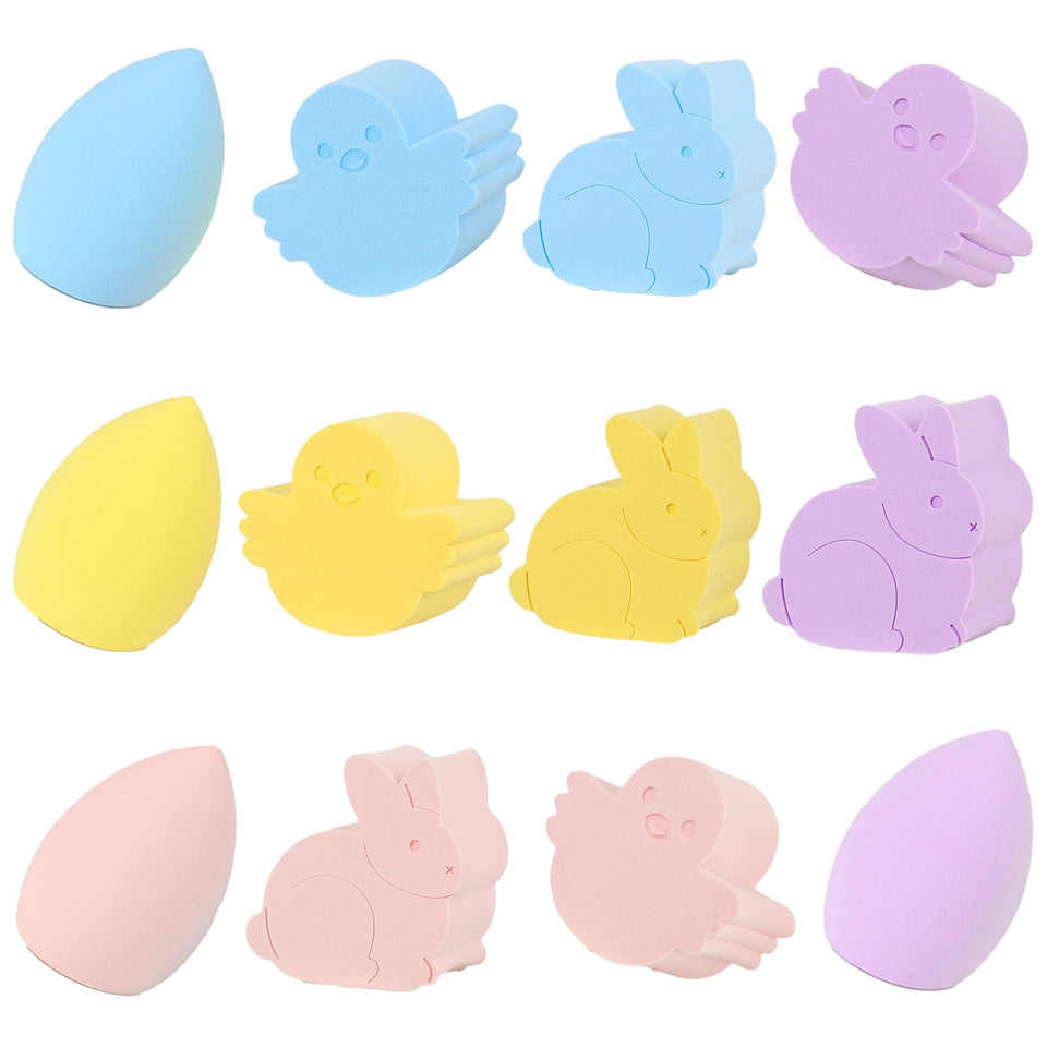 Lettry Easter sponge bunny pink blends foundation for a seamless finish.