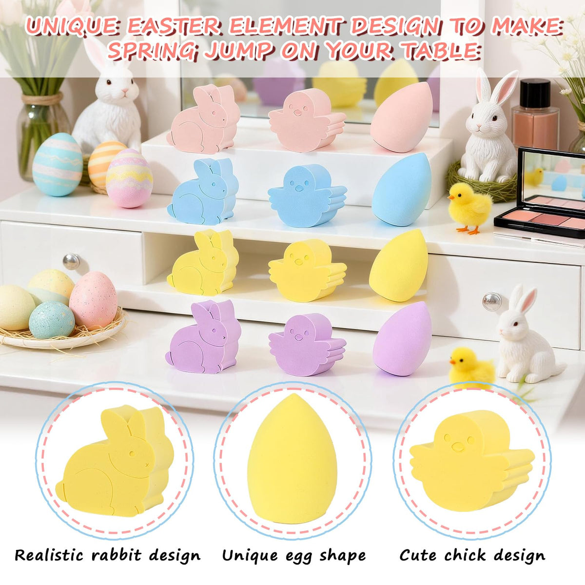 Lettry Easter sponge chick pink versatile for liquids and creams.