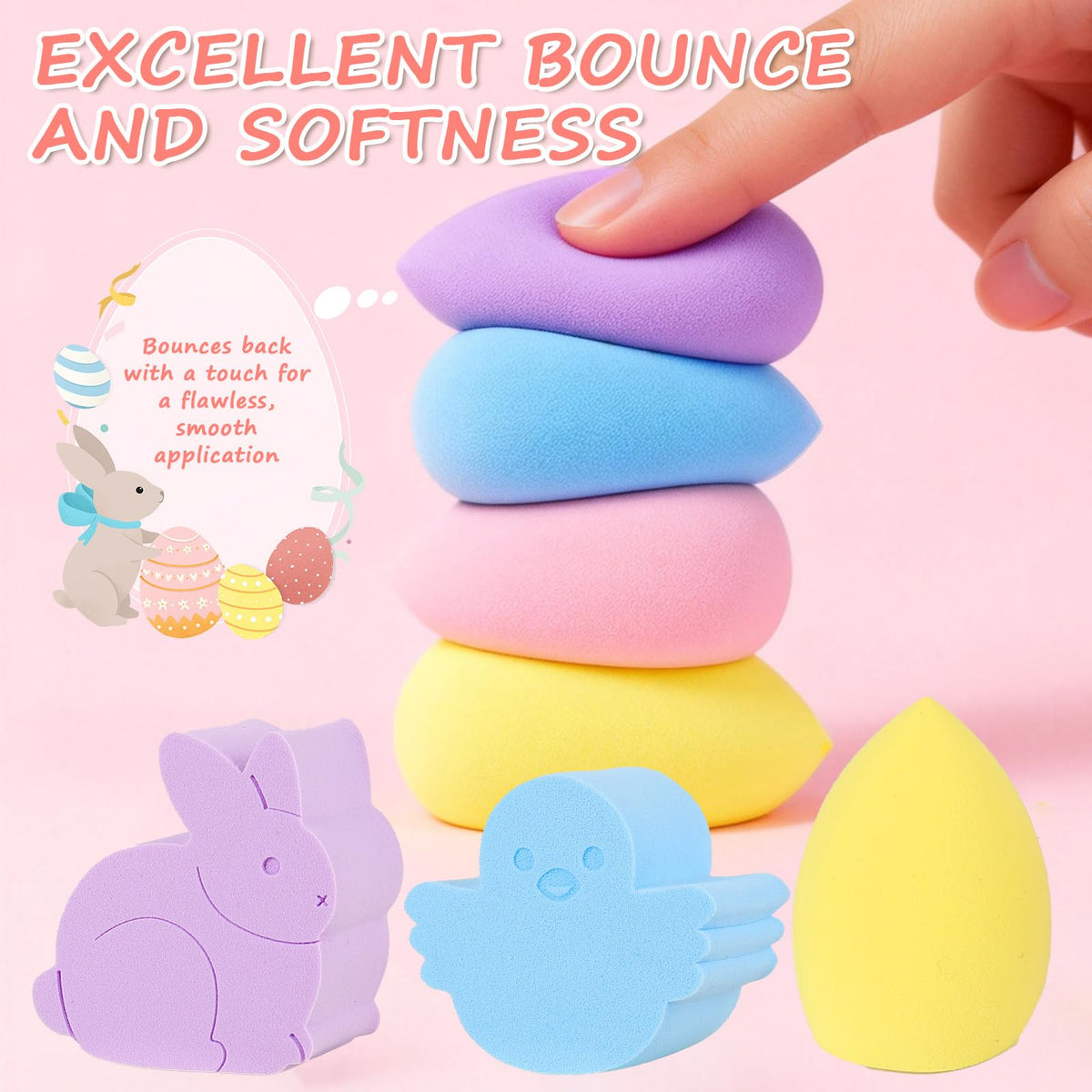 Lettry Easter sponge chick yellow ideal for powder application.