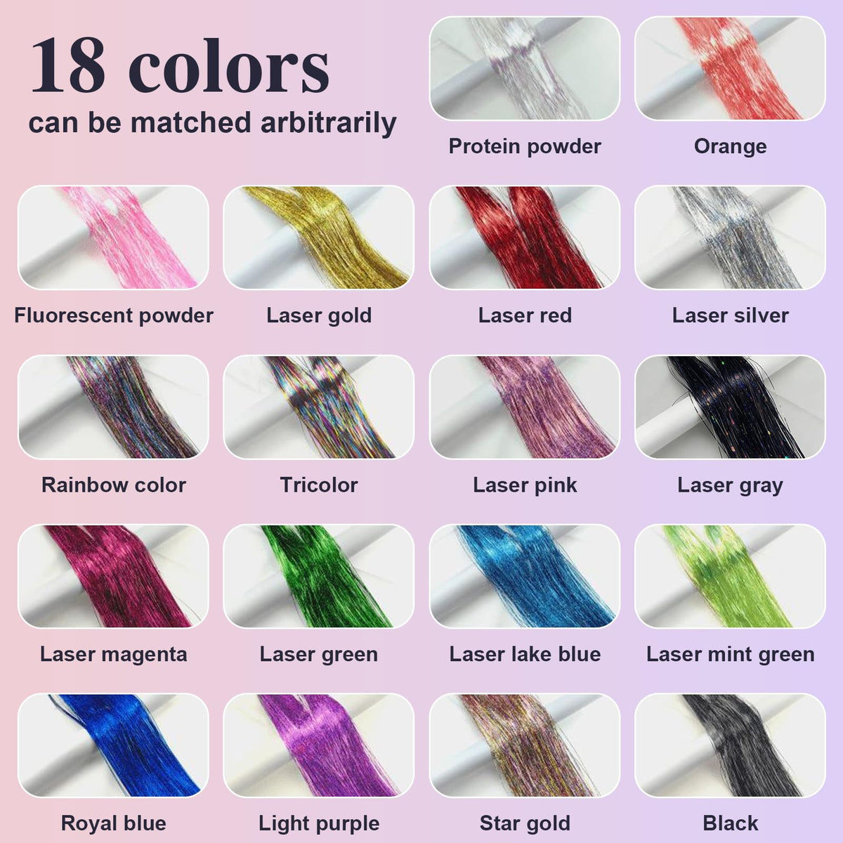 Leuceiy 36-inch tinsel strand close-up shows durable, shimmering texture for standout looks.
