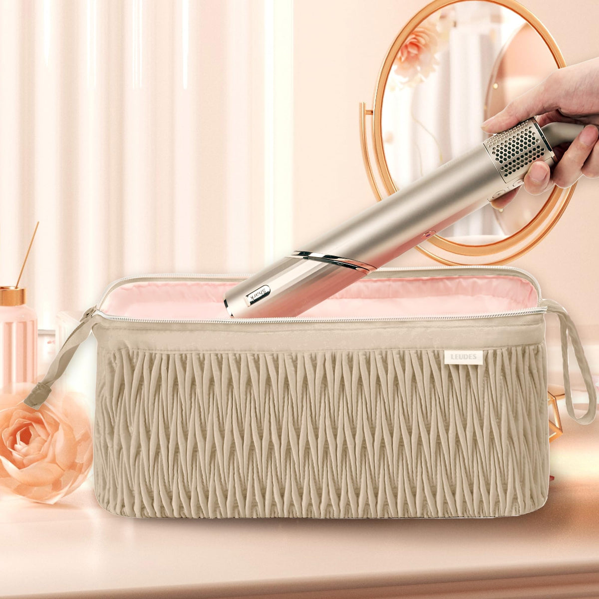 Latte brown color complements stylish vanity setups.