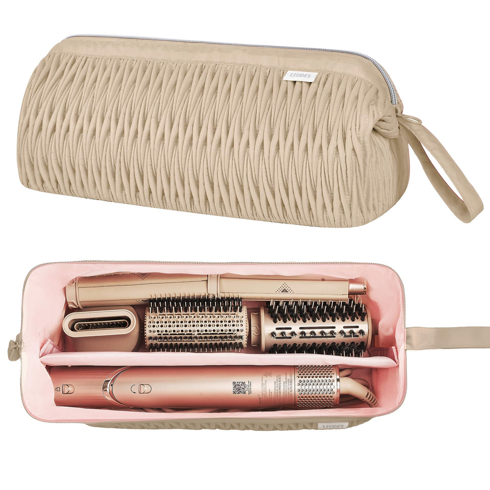 Leudes Dy Son travel case opened with Shark FlexStyle tools for easy access.