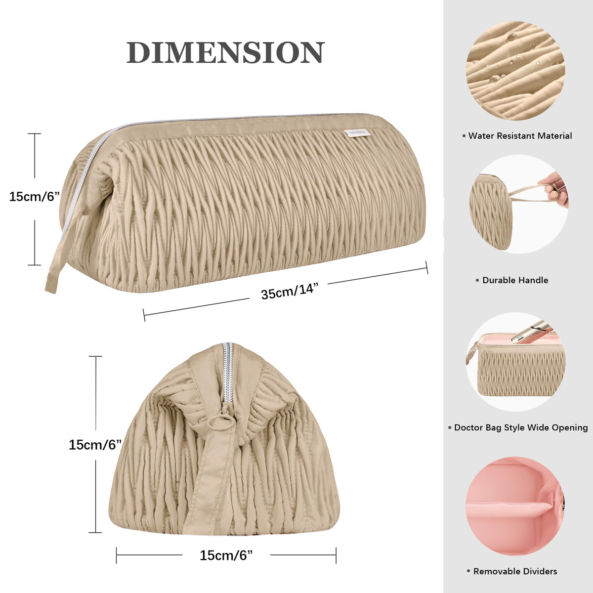Two transparent pockets interior for accessories and easy organization.