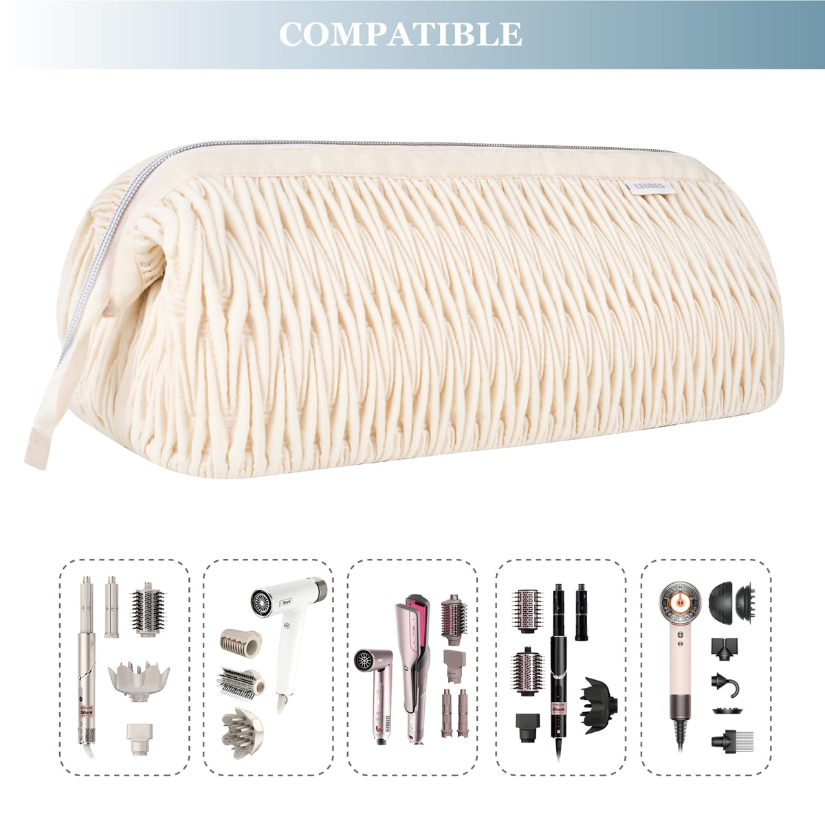 Interior padding and central divider protect tools during transit