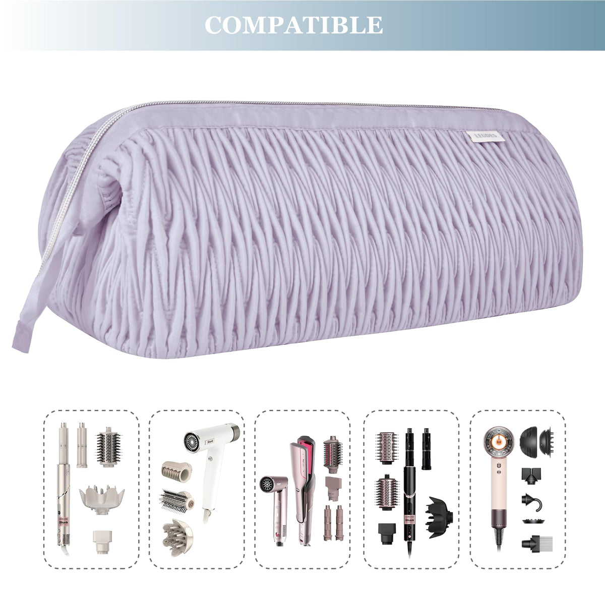 Leudes travel case compatible with Dyson Airwrap attachments protects cables and nozzles