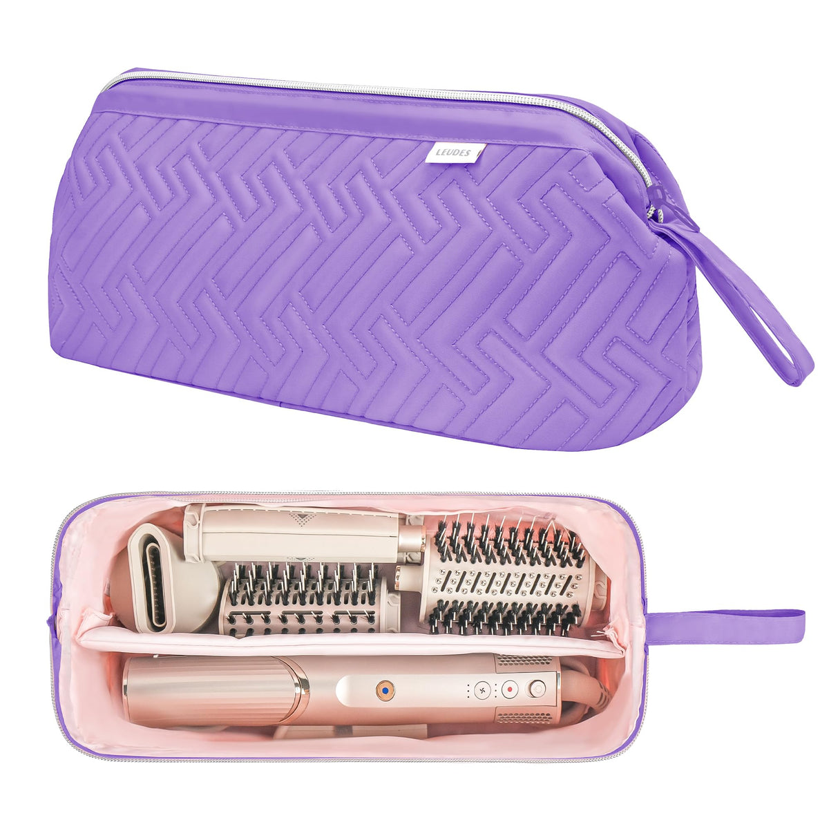 Leudes travel bag front view showing wide opening for quick access to attachments