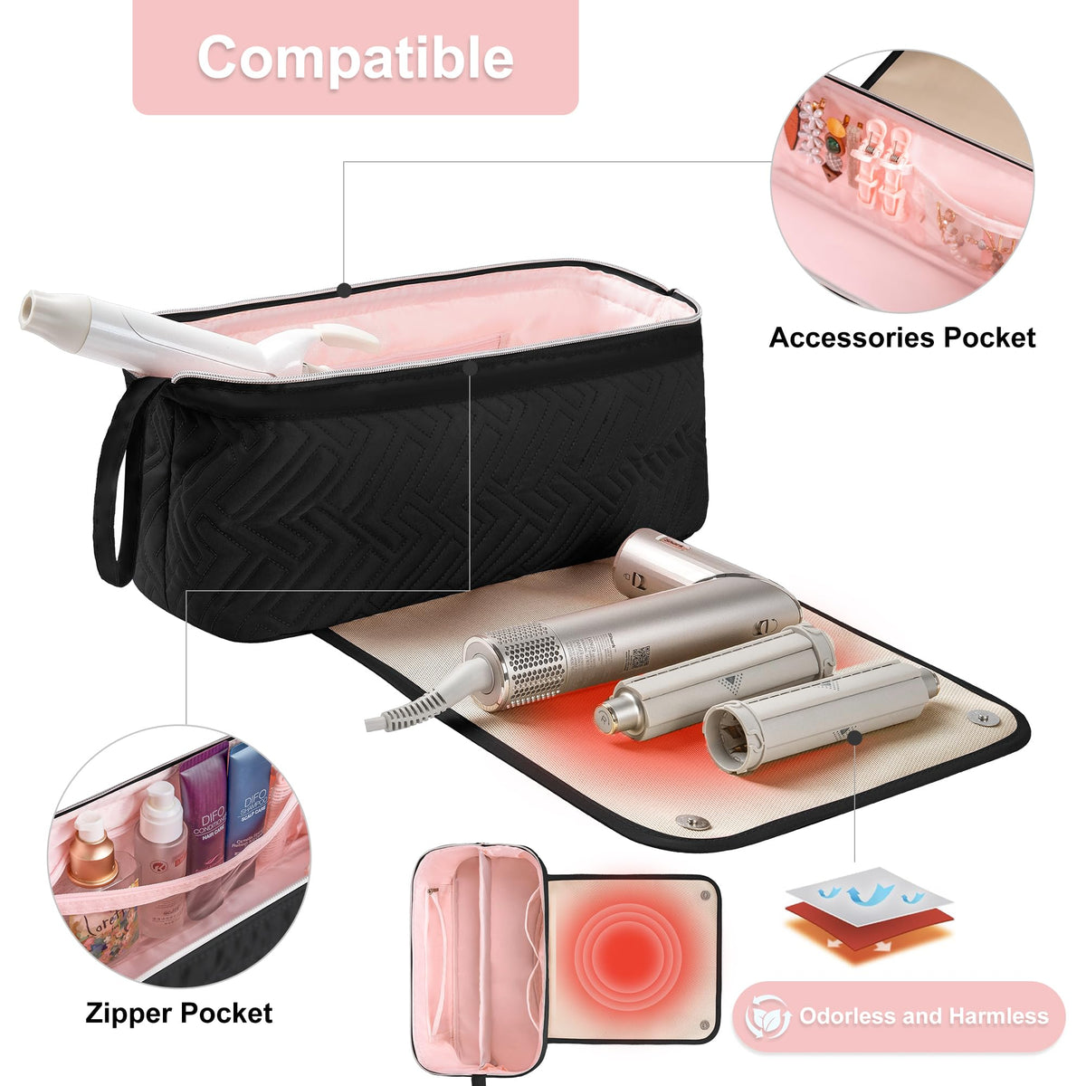 Leudes interior layout with organized compartments for cords and tools