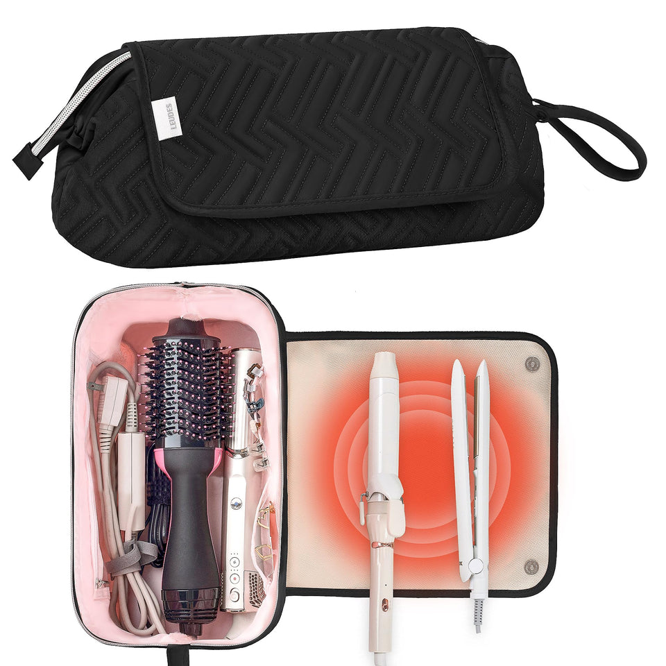 Leudes travel bag outer view shows sleek black nylon and portable design for on-the-go styling