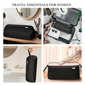 Two transparent pockets store small accessories neatly in the case.