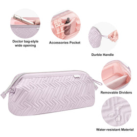Leudes bag's two clear pockets organize small accessories for quick retrieval.