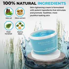 L’EUDINE Redugel Plus gel texture absorbs quickly for non-greasy body care.