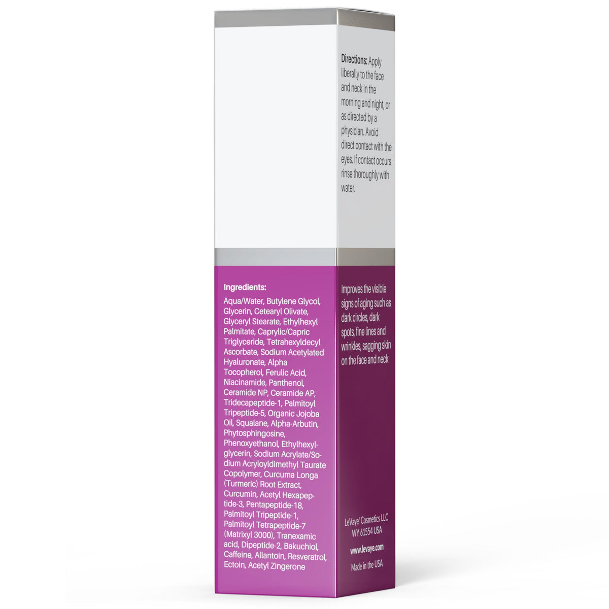 LeVaye Strateva RX serum packaging box conveys premium branding.