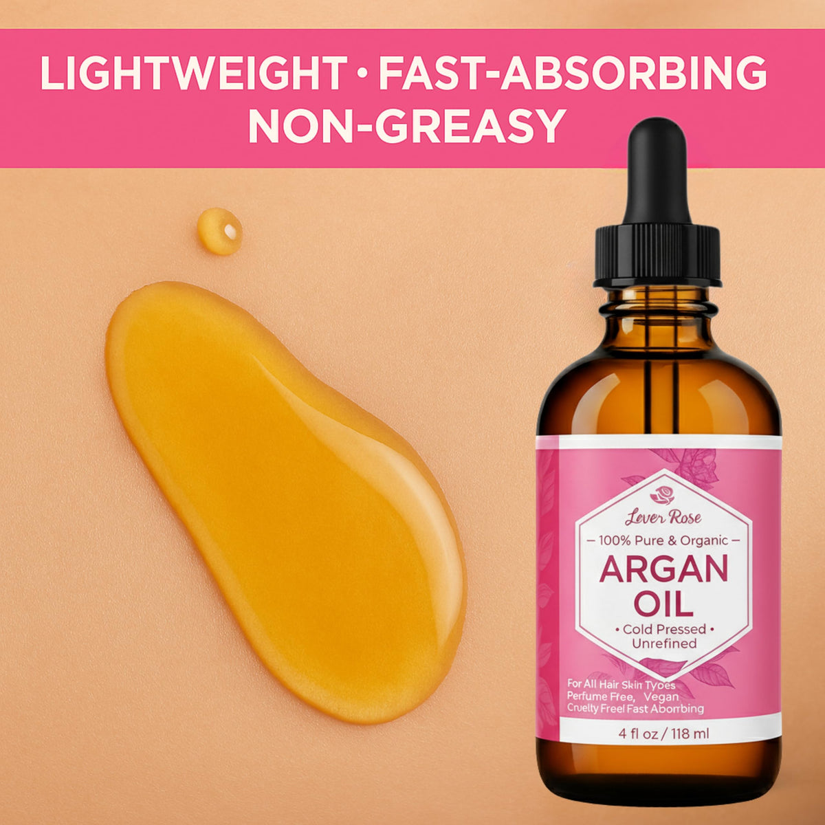 Leven Rose Argan Oil used on the face for lightweight hydration.