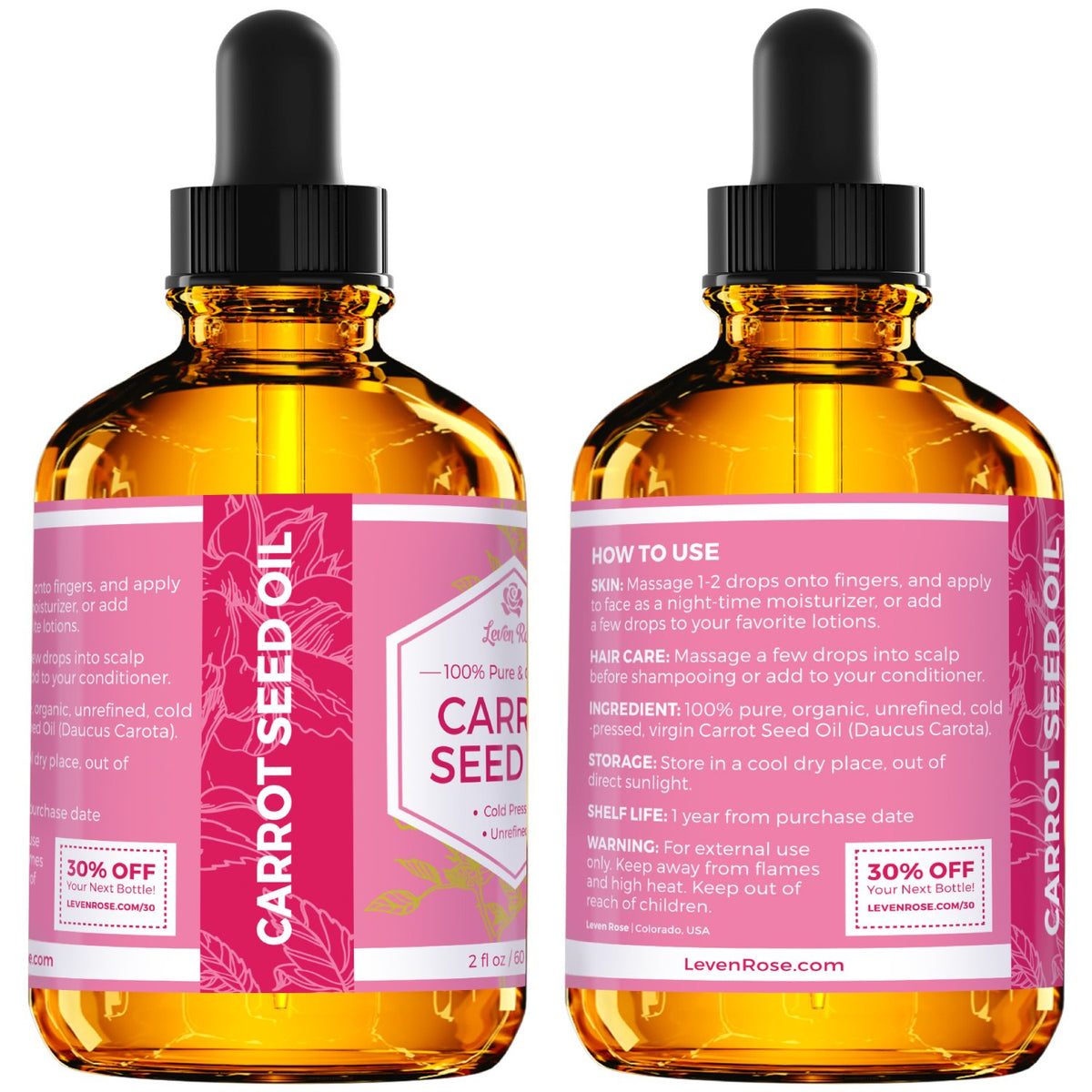 Face application with Leven Rose carrot seed oil on fingertips.
