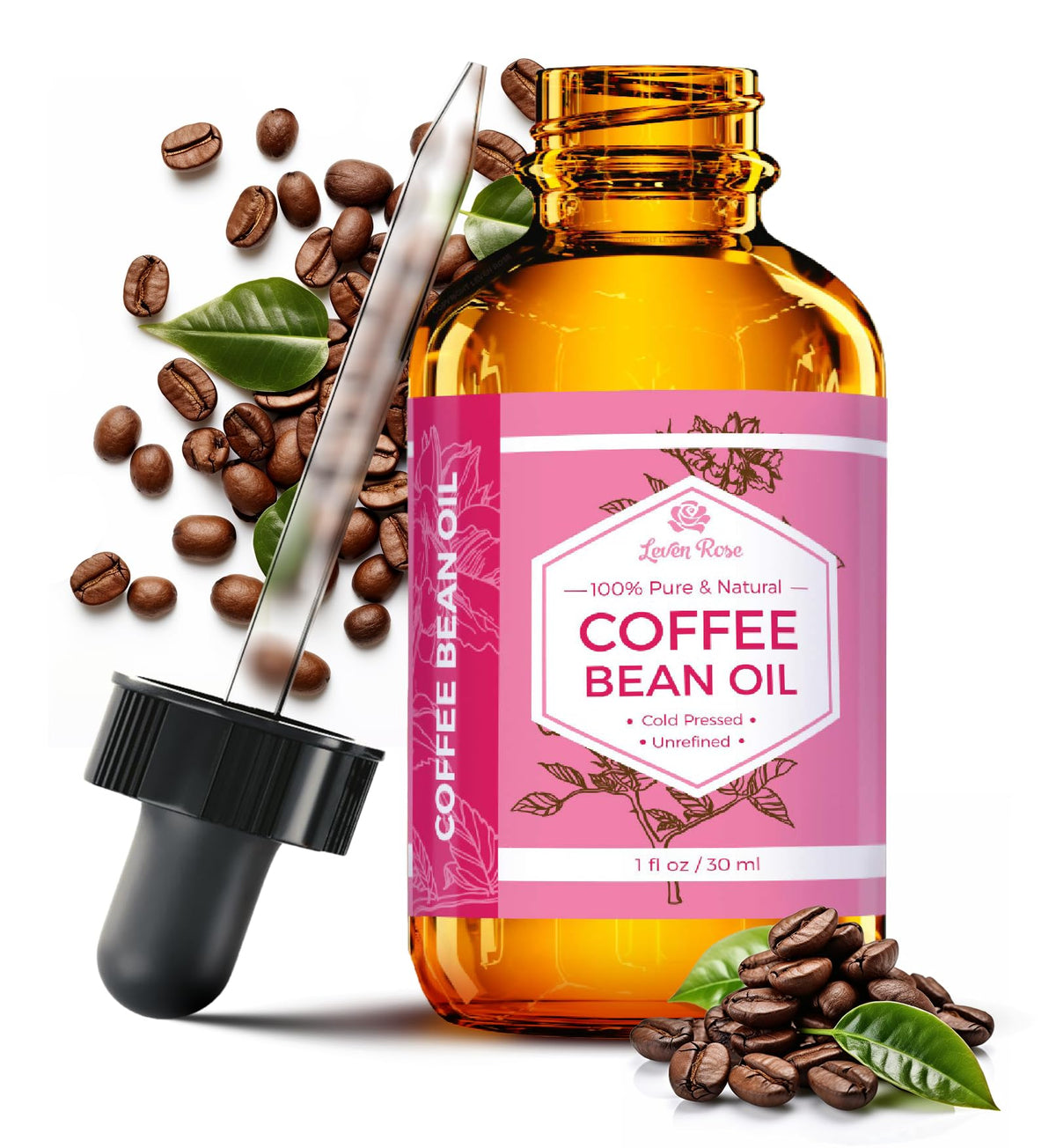 Leven Rose Coffee Bean Oil bottle for skin hydration and nourishment