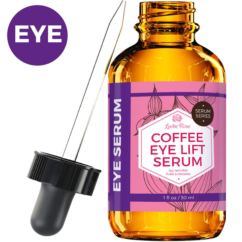 Leven Rose Coffee Oil Serum bottle front for daily eye brightening use
